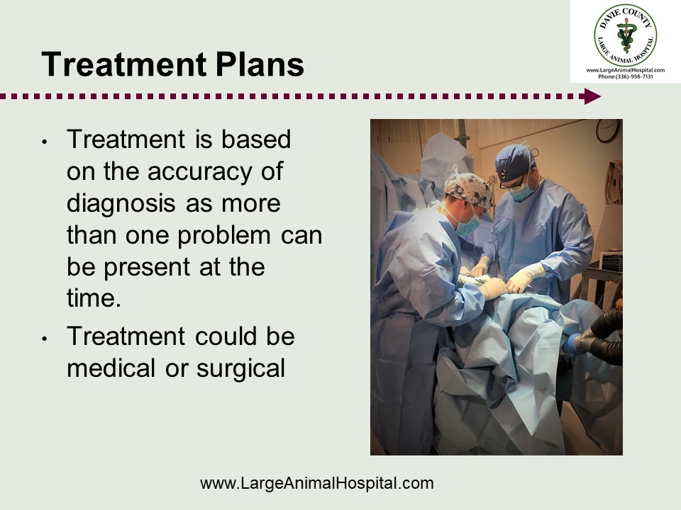 Treatment is based on the accuracy of diagnosis as more than one problem can be present at the time. • Treatment could be medical or surgical